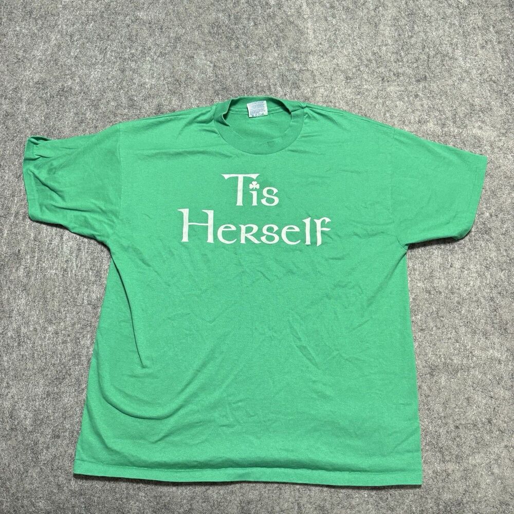 Vintage Tis Herself Irish T Shirt XL Hanes Heavyweight 50/50 St Patricks Day